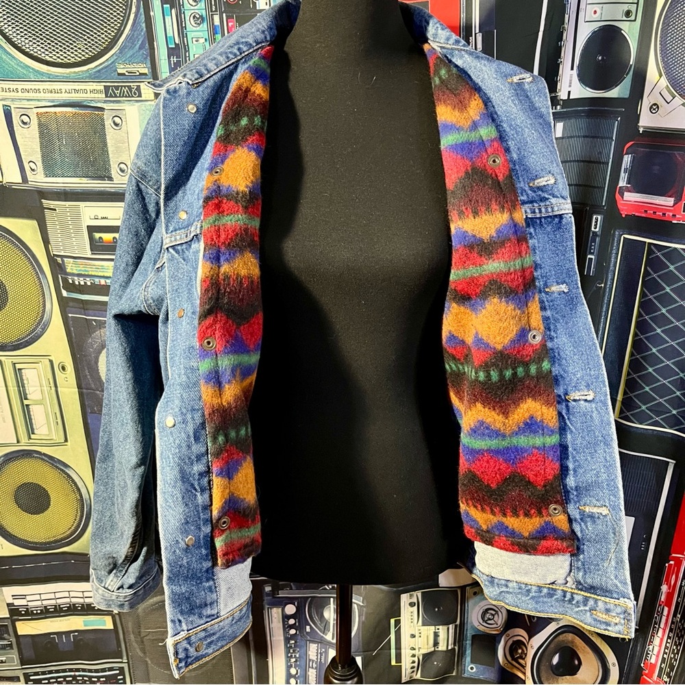 INTERNATIONAL DENIM Jeans Jacket Wool Aztec Vest Vintage 90s